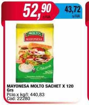 Maxiconsumo Mayonesa molto sachet oferta