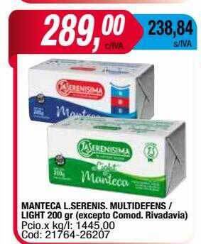 Maxiconsumo Manteca l serenis multidefens oferta