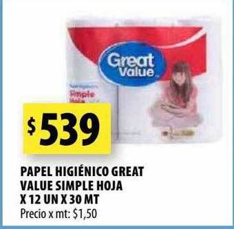 Punto Mayorista Papel higiénico great value simple hoja oferta
