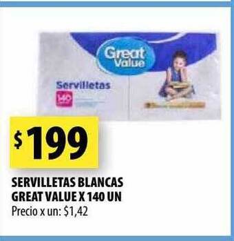 Punto Mayorista Servilletas blancas great value oferta