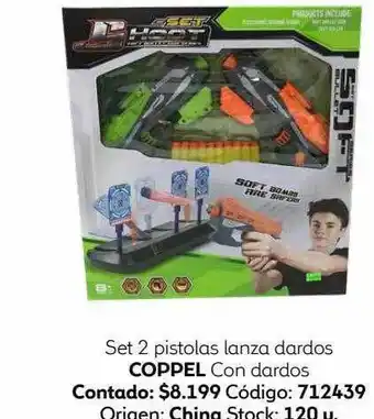 Set 2 pistolas lanza dardos coppel con dardos