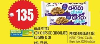 Supermercados Vea Galletitas con chips de chocolate cuisine & co oferta