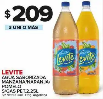 Carrefour Maxi Levite agua saborizada manzana naranja pomelo s gas oferta