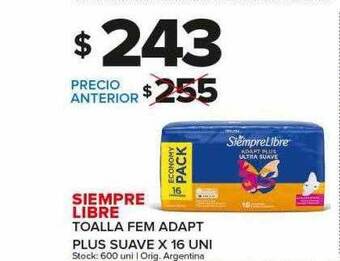 Carrefour Maxi Siempre libre toalla fem adapt plus suave oferta