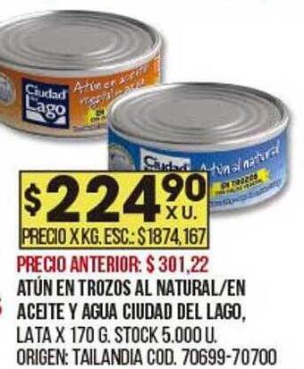 Coto Atún en trozos al natural en aceite y agua ciudad del lago oferta