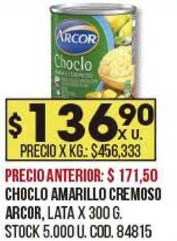 Coto Choclo amarillo cremoso arcor oferta