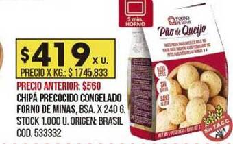 Coto Chipá precocido congelado forno de minas oferta