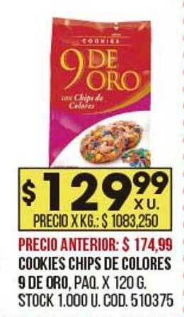 Coto Cookies chips de colores 9 de oro oferta