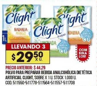 Coto Polvo para preparar bebida analcohólica dietética artificial clight oferta