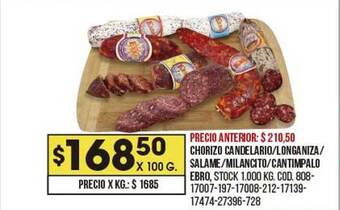 Coto Chorizo candelario longaniza salame milancito cantimpalo ebro oferta