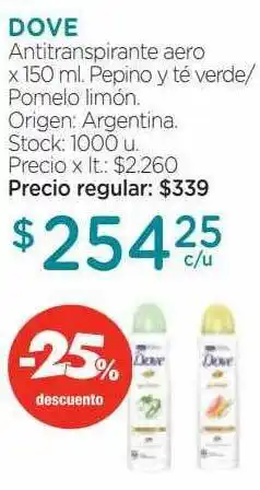 Farmacity Dove antitranspirante aero -25% descuento oferta