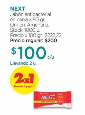 Farmacity Next jabón antibacterial en barra oferta
