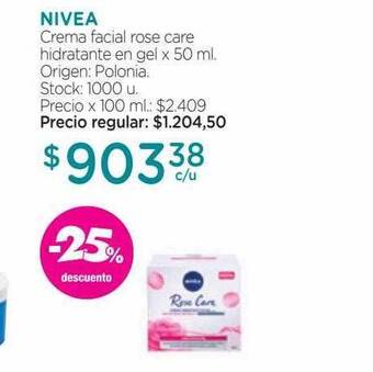 Farmacity Nivea crema facial rose care hidratante en gel -25% descuento oferta
