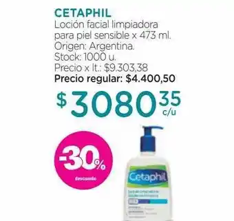 Farmacity Cetaphil loción facial limpiadora para piel sensible -30% descuento oferta