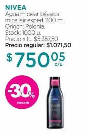Farmacity Nivea agua micelar bifasica micellar expert -30% descuento oferta