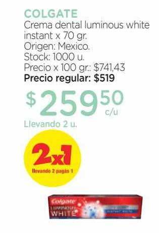 Farmacity Colgate crema dental luminous white instant oferta
