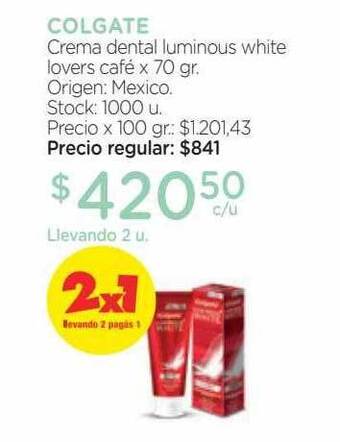 Farmacity Colgate crema dental luminous white lovers café oferta