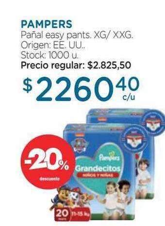 Farmacity Pampers pañal easy pants -20% descuento oferta