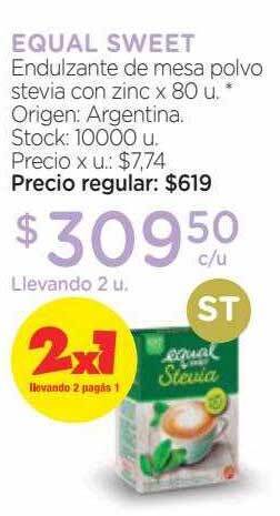 Farmacity Equal sweet endulzante de mesa polvo stevia con zinc oferta