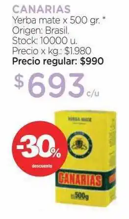 Farmacity Canarias yerba mate -30% descuento oferta