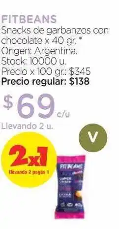 Farmacity Fitbeans snacks de garbanzos con chocolate oferta