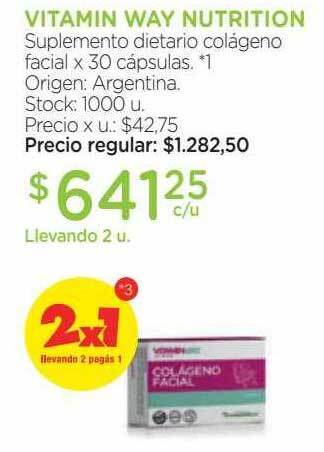 Farmacity Vitamin way nutrition suplemento dietario colágeno facial oferta