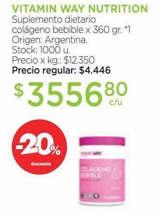 Farmacity Vitamin way nutrition suplemento dietario colágeno bebible -20% descuento oferta