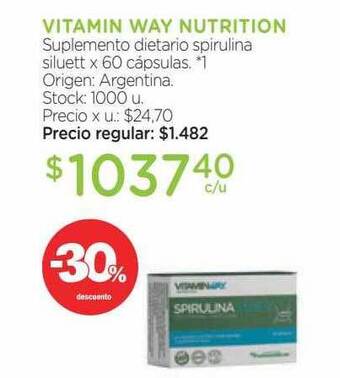 Farmacity Vitamin way nutrition suplemento dietario spirulina siluett -30% descuento oferta