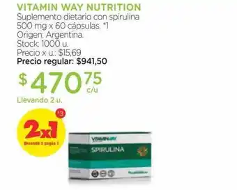 Farmacity Vitamin way nutrition suplemento dietario con spirulina oferta
