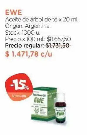 Farmacity Ewe aceite de árbol de té oferta