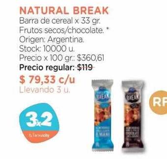 Farmacity Natural break barra de cereal oferta