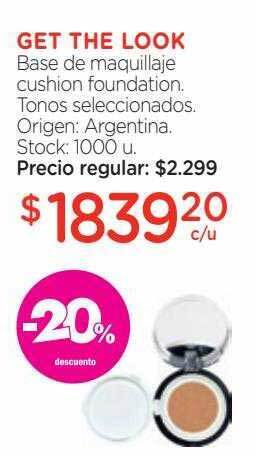 Farmacity Get the look base de maquillaje cushion foundation -20% descuento oferta