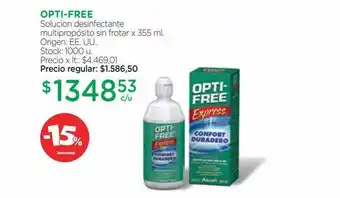 Farmacity Opti-free solucion desinfectante multipropósito sin frotar -15% descuento oferta