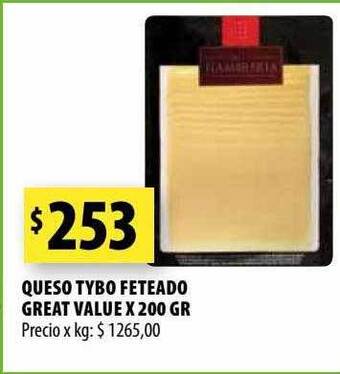 Punto Mayorista Queso tybo feteado great value oferta