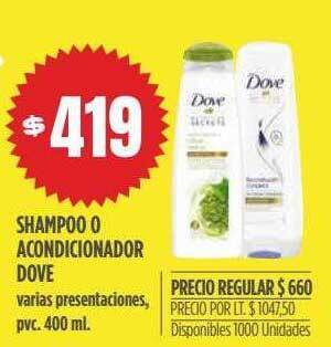 Supermercados Vea Shampoo o acondicionador dove oferta