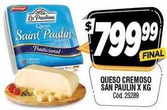 Supermercados Yaguar Queso cremoso san paulin oferta
