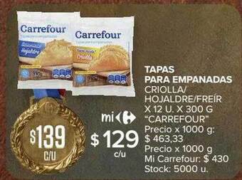 Carrefour Market Tapas para empanadas criolla-hojaldre-freír oferta