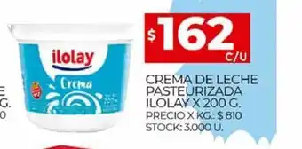 Supermercados DIA Crema de leche pasteurizada ilolay x 200 g oferta
