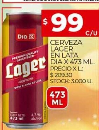 Supermercados DIA Cerveza lager en lata dia x 473 ml oferta