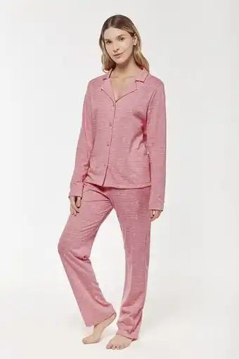 Promesse Pijama camisero manga larga y pantalón recto - full of stars oferta