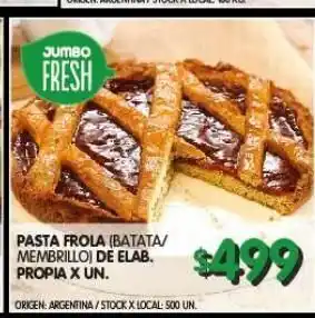 Jumbo Pastafrola membrillo / batata oferta