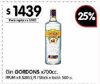 Disco Gin gordon's 700cc oferta
