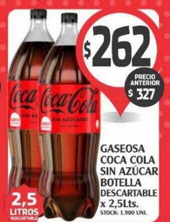 Supermercados Malambo Gaseosa coca cola sin azúcar botella descartable oferta