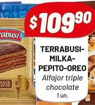 Almacor Terrabusi-milka-pepito-oreo alfajor triple chocolate oferta