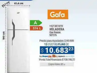 Cooperativa Obrera Gafa heladera 374l oferta