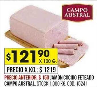 Coto Jamón cocido feteado campo austral oferta