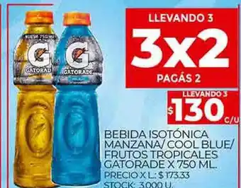 Supermercados DIA Bebida isotonica manzana cool blue frutos tropicales gatorade oferta