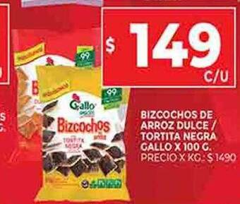 Supermercados DIA Bizcochos de arroz dulce tortita negra gallo oferta