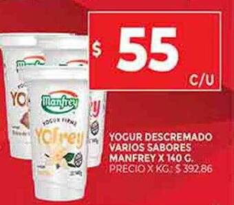 Supermercados DIA Yogur descremado varios sabores manfrey oferta