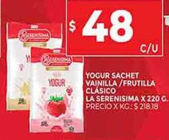 Supermercados DIA Yogur sachet vainilla frutilla clásico la serenisima oferta